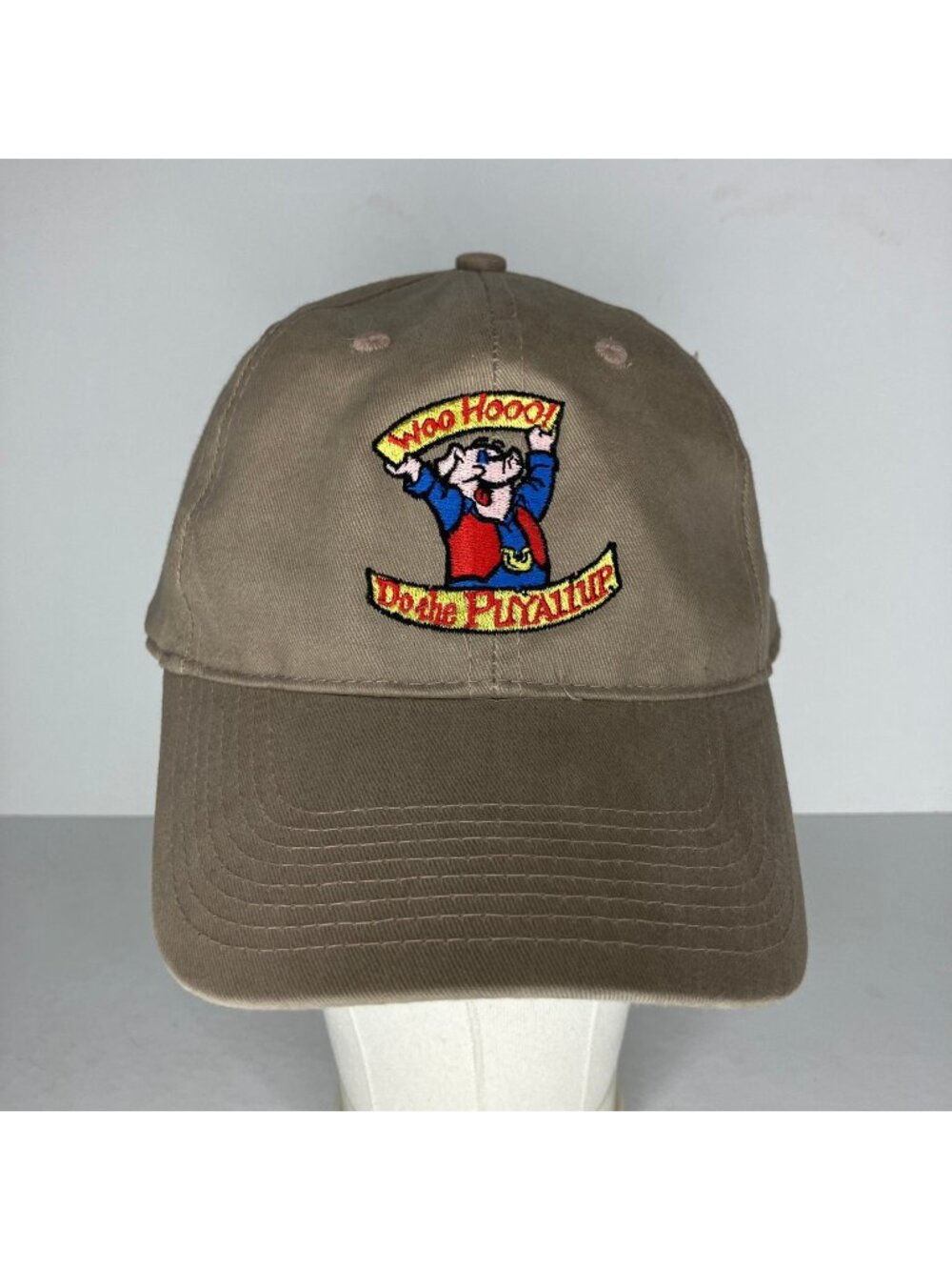 Puyallup Fair Hat Men's Adjustable Brown Tan Baseball Cap Woo Hoo Pig Mascot